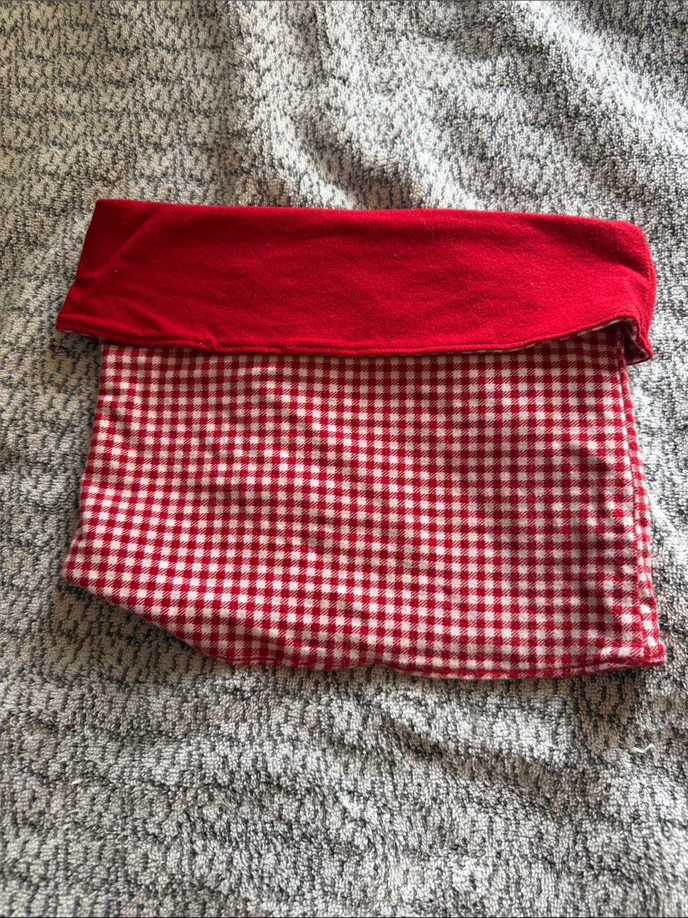Hollister Red reversible Gingham Fold-Over tube top